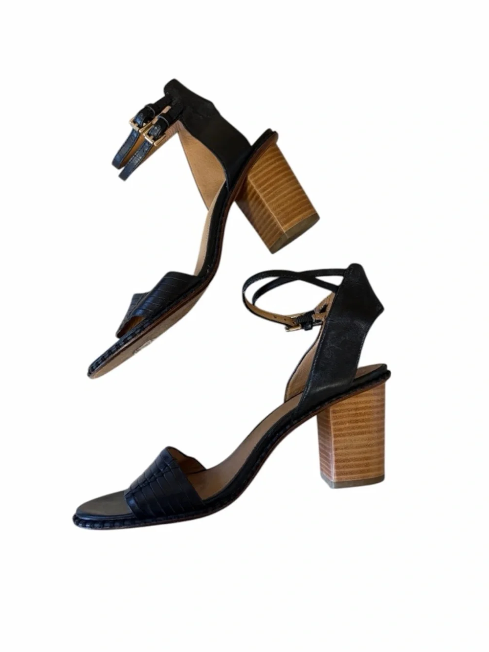 Coach Double Ankle-Strap Stacked Block Heel Sandals - 7